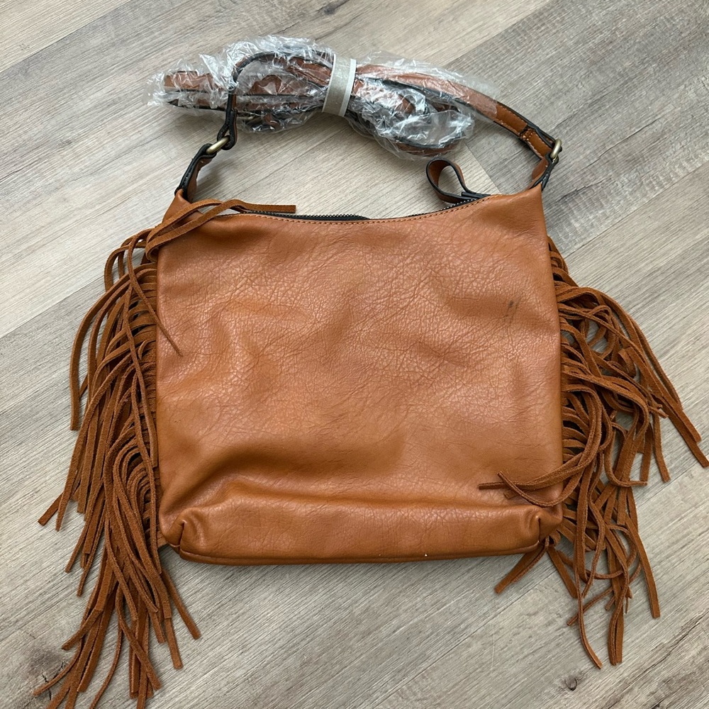 Bohemian Tan Fringe Shoulder Bag